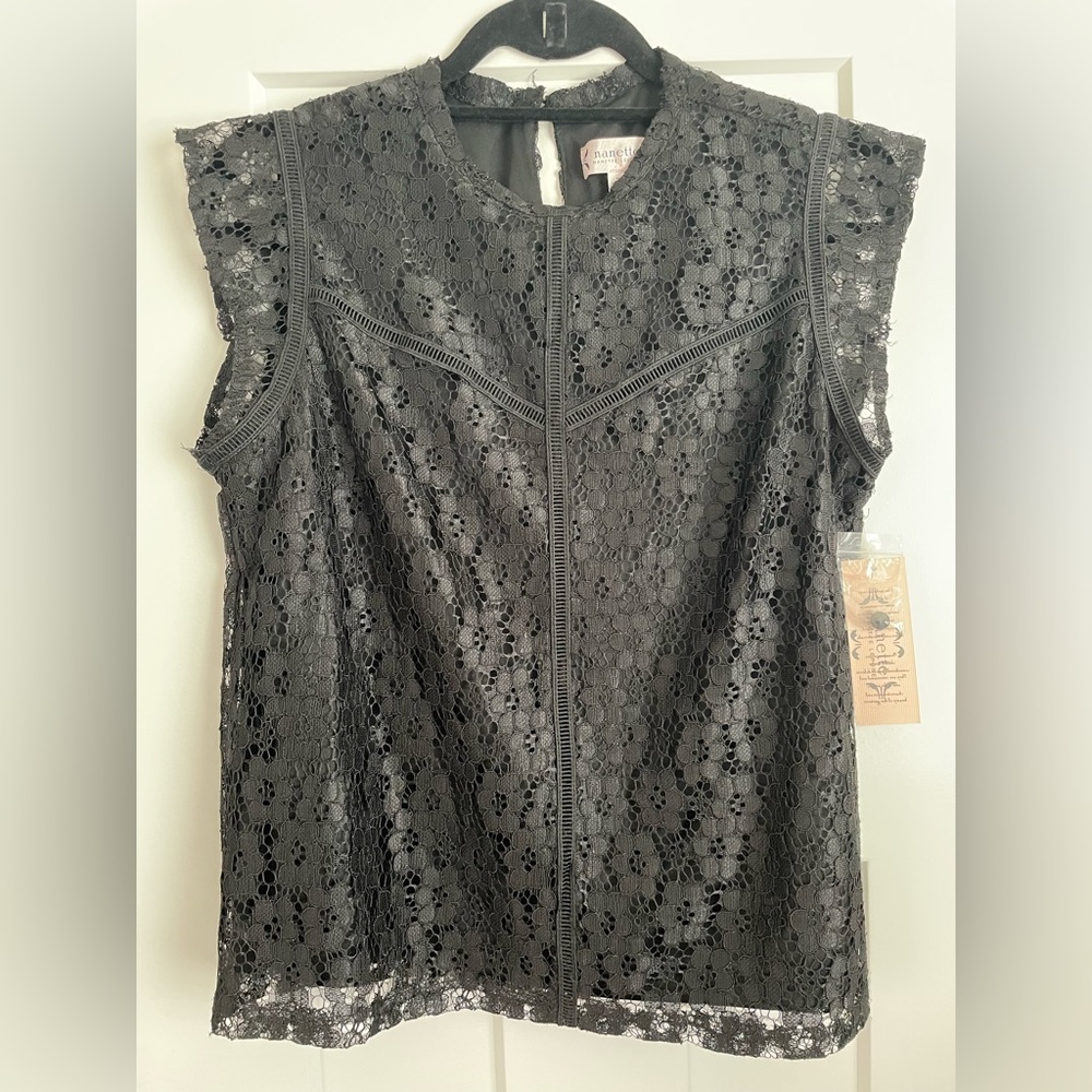 NWT Womens Black Lace Top - Nanette Lepore